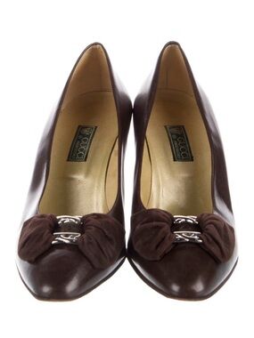 Gucci Dark Brown Leather Pumps with Bow